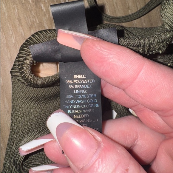 LA Hearts by PacSun Tie Front One-Piece Swimsuit Olive Green Ribbed SizeXS - Picture 9 of 13